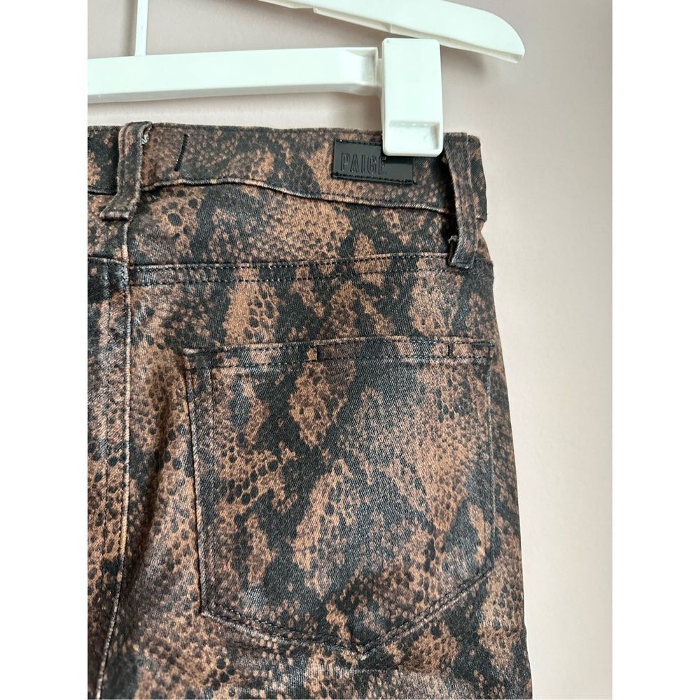 PAIGE SNAKE PRINT COATED ANKLE PANTS NWT Brown/Black- Size 24 - Picture 4 of 6